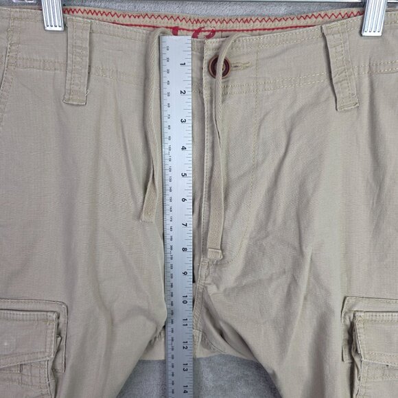 Mens Red Camel Beige Cargo Shorts Cotton Stretch 11" Inseam Drawstring Size 36 - Picture 5 of 10